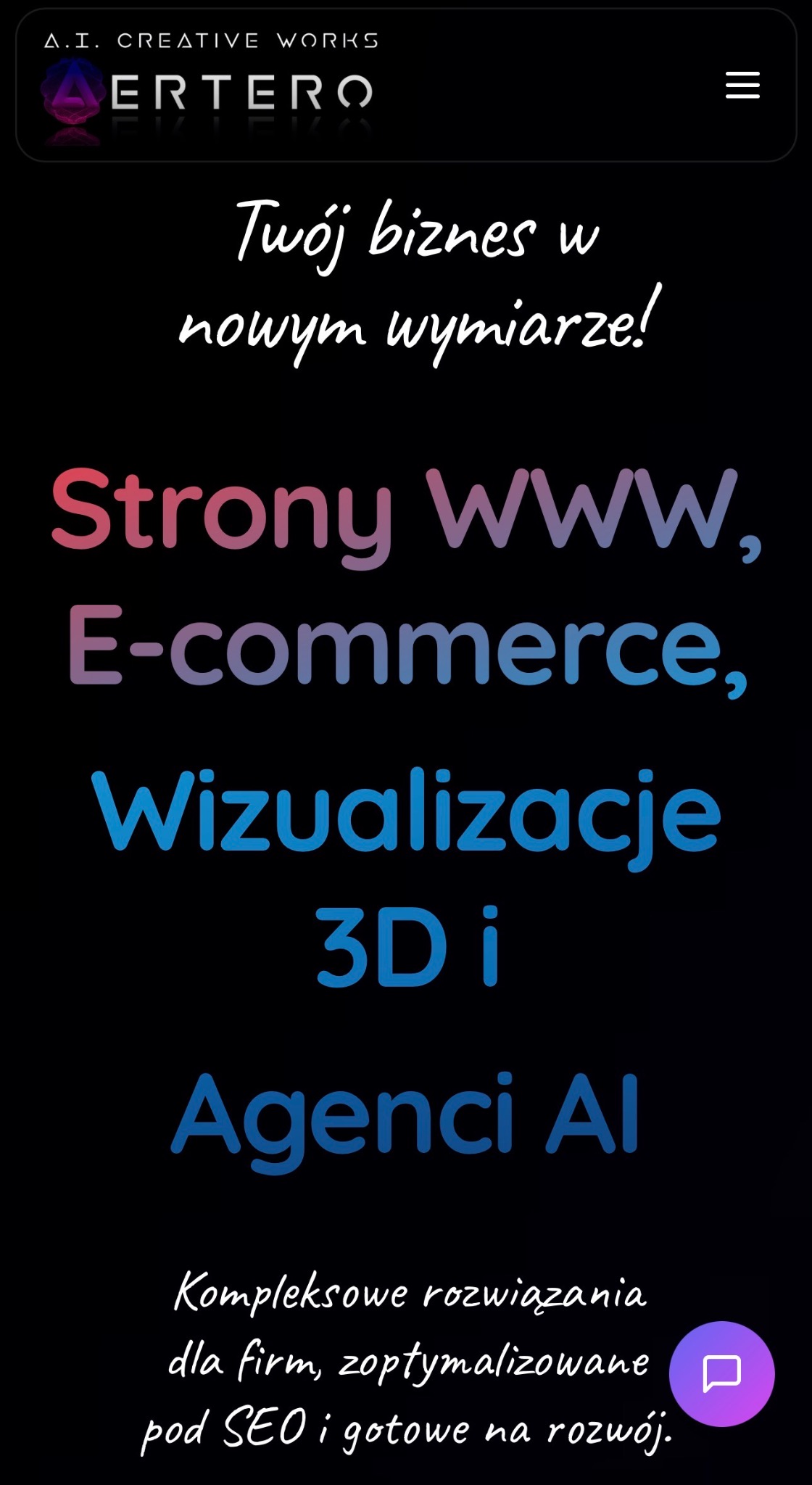 Grafika reklamowa agencji A.I. Creative Works: Strony WWW, E-commerce, wizualizacje 3D i Agenci AI. Kompleksowe rozwiązania dla firm, zoptymalizowane pod SEO.