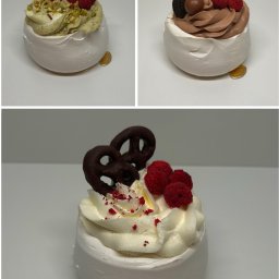 Bezy z kremem pistacjowym, czekoladowym i śmietankowym w jesiennym wydaniu.