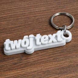 różne wzory breloczków z tekstem - również możemy stworzyć unikalny wzór dla ciebie!