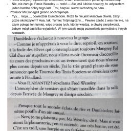 Fragment książki “Harry Potter et la Coupe de Feu” autorstwa J.K. Rowling, str. 200-201.