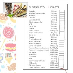 menu słodki stół
