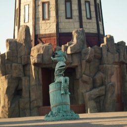 ARTISAN ALEKS COMPANY - Tematyczny park rozrywki: rzeźby syren, fontanna z rybą, imitacja zamku z kamienia. Nietypowa architektura i dekoracje w plenerze.