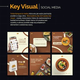 Monetal - Key visual marki Torba Kangura: spójna komunikacja wizualna z apetycznymi zdjęciami dietetycznych posiłków, nowoczesna typografia i ciepła kolorystyka.