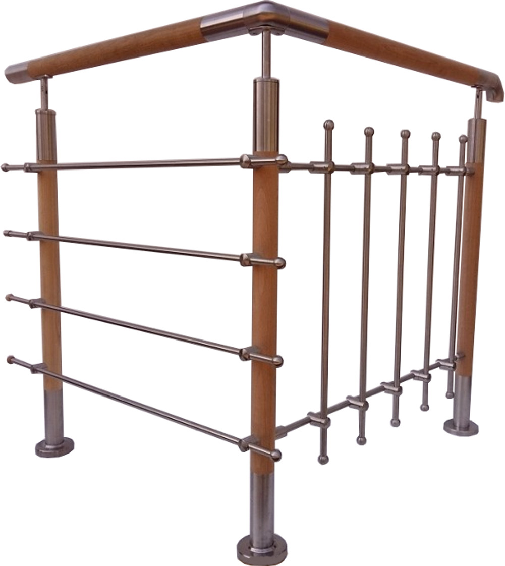 Balustrady systemowe, składające się ze słupów i rur ze stali nierdzewnej.