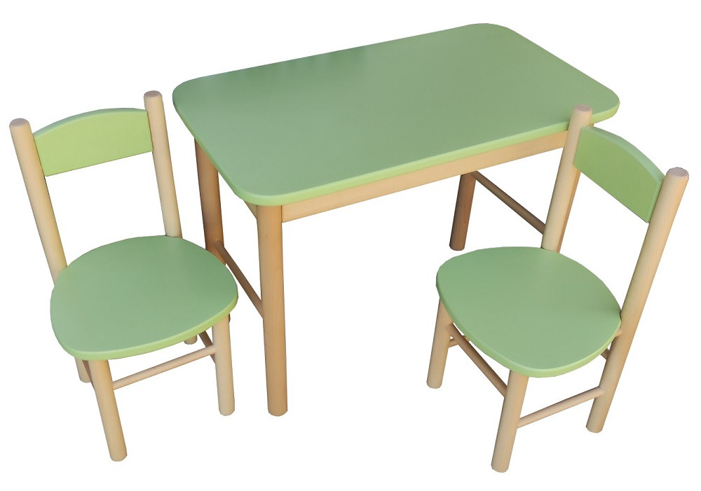 Komplety dla dzieci stolik z krzesełkami, drewno bukowe. Dostępne w różnych kolorach.
