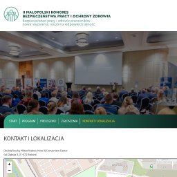 SimApps MARCIN SIARA - Zdjęcie z II Małopolskiego Kongresu Bezpieczeństwa Pracy i Ochrony Zdrowia. Sala konferencyjna wypełniona uczestnikami, prelegent na scenie.