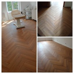 Ułożone Panele winylowe w jodełkę.