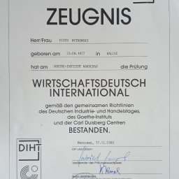 Certyfikat Wirtschaftsdeutsch International - niemiecki biznesowy, poziom C1