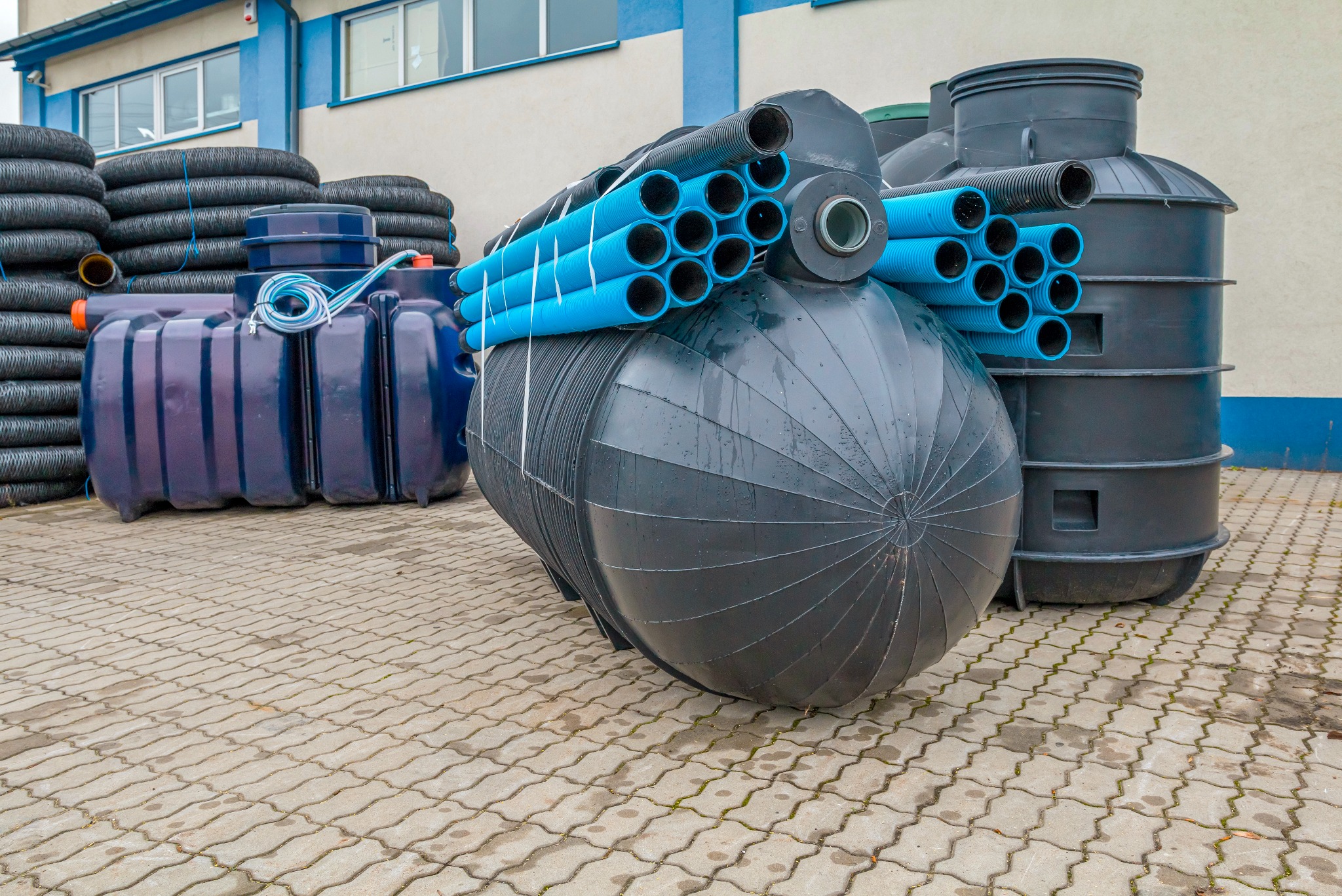 Oczyszczalnie ścieków, Zbiorniki na wodę. Montaż , Transport. Rzgów