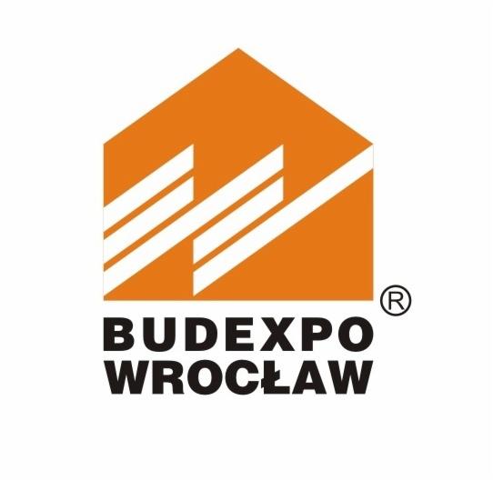 Logo Budexpo Wrocław z pomarańczowym symbolem domu i dwoma białymi belkami wewnątrz.