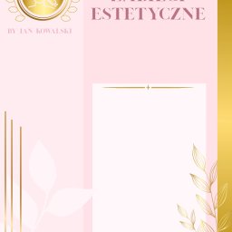 Mateusz Suchomski - Elegancki, różowo-złoty szablon graficzny z napisem 'Zabiegi Estetyczne' i logo z wizerunkiem kobiety poddawanej zabiegowi, idealny do promocji usług kosmetycznych.