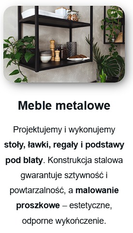 Metalowy regał ścienny w stylu loft, z roślinami i dekoracjami. Czarna konstrukcja, jasne tło ściany. Minimalistyczny design.
