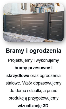 Nowoczesna, grafitowa brama wjazdowa z poziomymi panelami, zintegrowana z furtką. Minimalistyczny design, jasne tło budynku. Eleganckie rozwiązanie dla posesji.