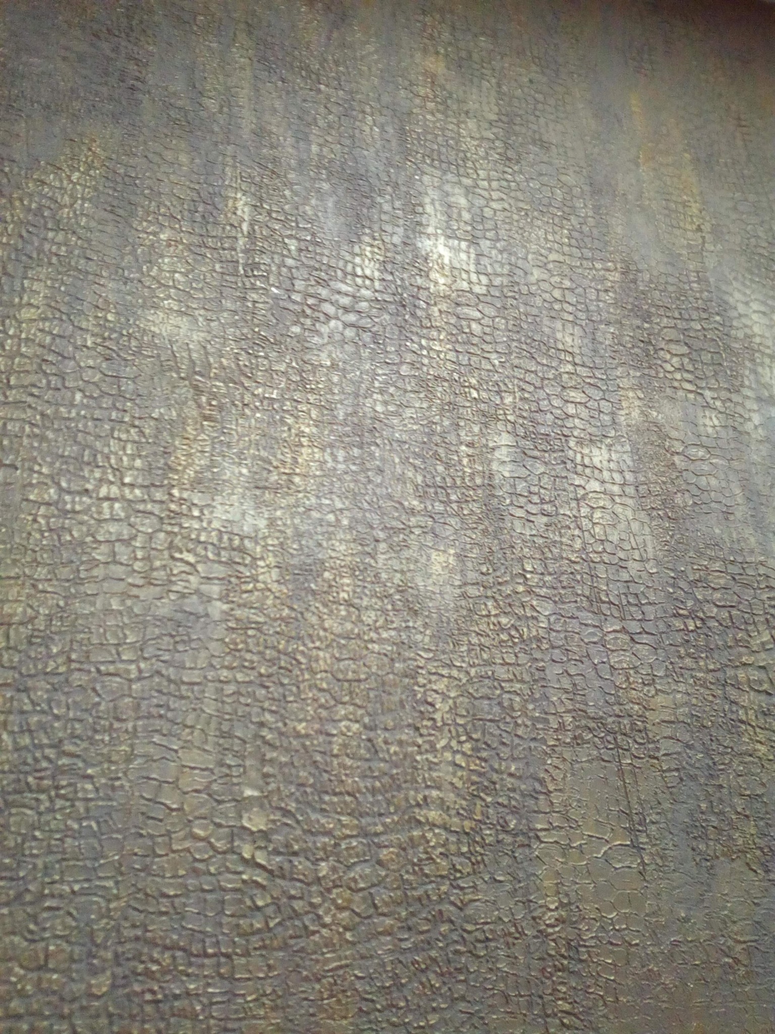 Strukturalna ściana w odcieniach szarości i brązu z efektem spękań, przypominająca starą, popękaną skórę lub glinę. Unikalna faktura i nieregularny wzór.