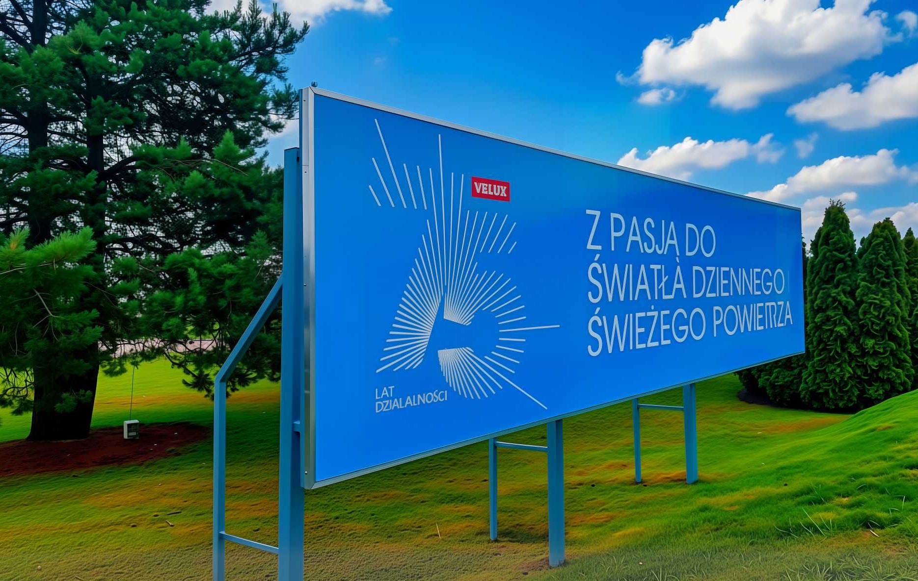 Tablica reklamowa na konstrukcji.