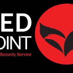 RedPointSecurityWarszawa - Logo firmy Red Point Defense Security Service z symbolem orła w czerwonym okręgu na czarnym tle. Nazwa firmy w białej czcionce, pod nią napis 'Defense Security Service'.