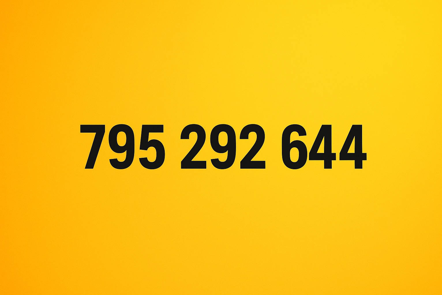 Numer telefonu 795 292 644 w kolorze czarnym na jaskrawym, żółtym tle. Prosty i czytelny przekaz kontaktowy.