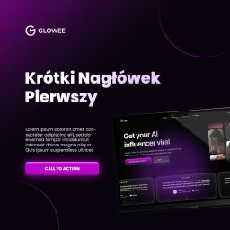 Jedenastka Studio - Grafika z laptopem prezentującym stronę internetową z nagłówkiem 'Get your AI influencer viral' i przyciskiem 'Call to action' na fioletowym tle.