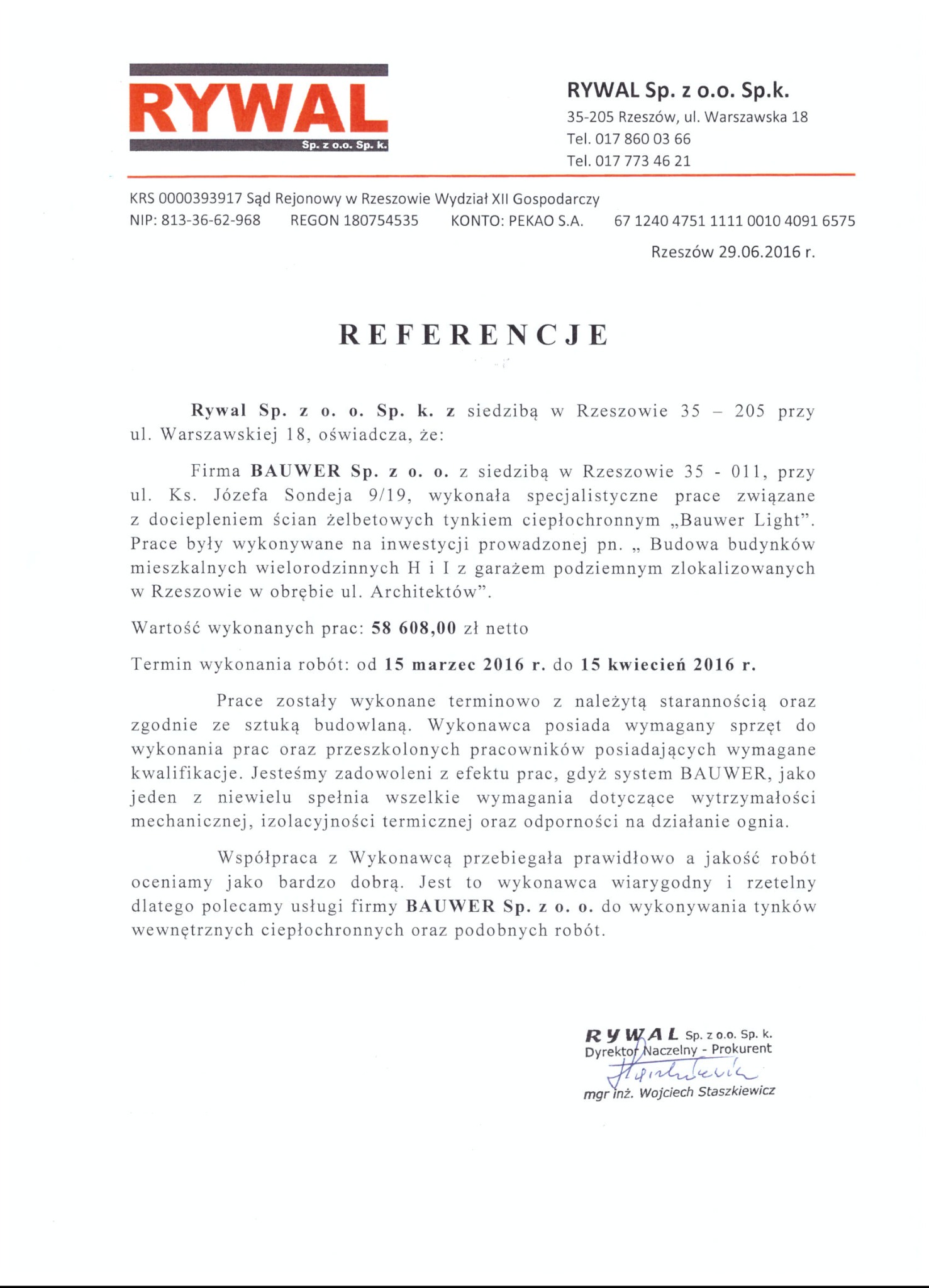 Referencje _Rywal ul. Architektów Rzeszów