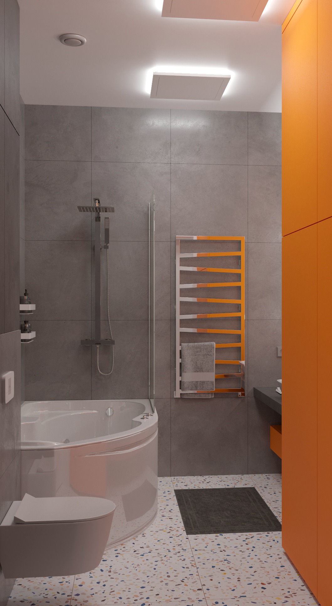 Kolorowe mieszkanie dla mężczyzny z pieskiem