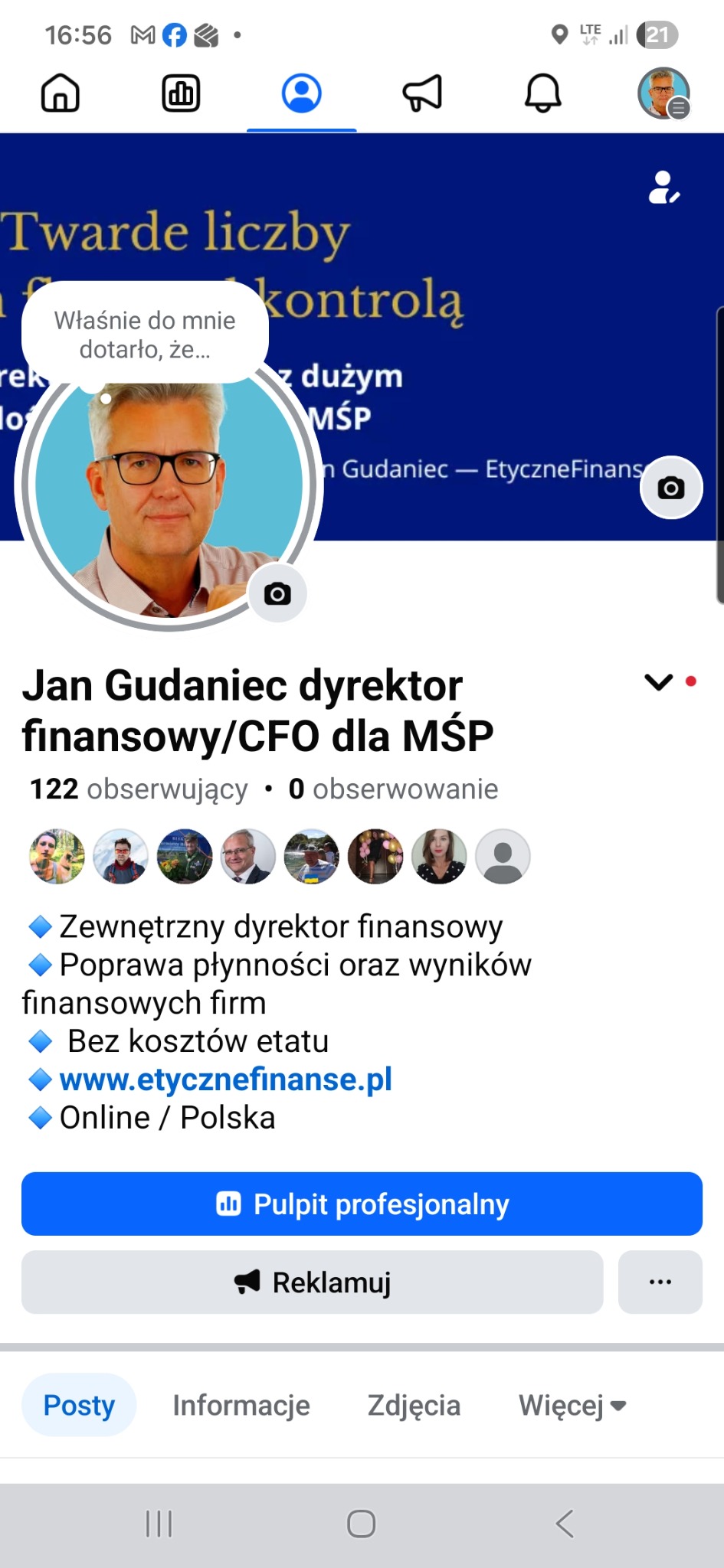 Profil Jana Gudaniec, dyrektora finansowego/CFO dla MŚP, z informacjami o ofercie: zewnętrzny dyrektor finansowy, poprawa płynności, bez kosztów etatu, online/Polska.