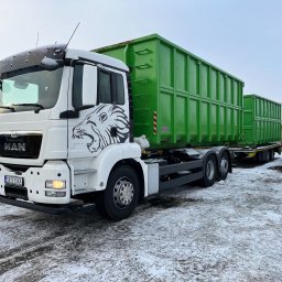 MAN TGS hakowiec + kontenery do transportu odpadów