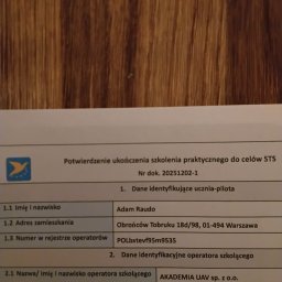 Potwierdzenie kompetencji pilota drona