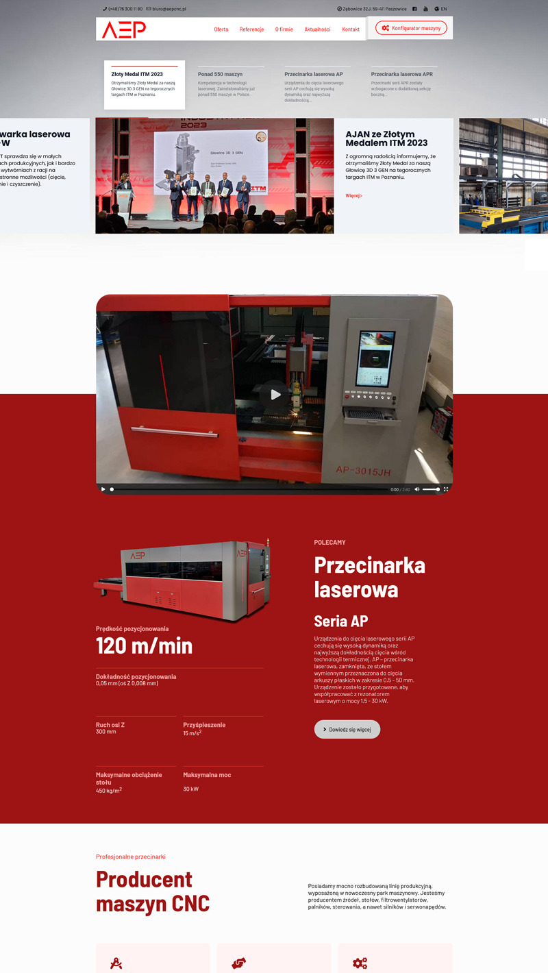 Strona internetowa dla firmy AEP.