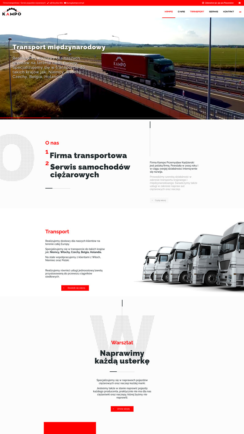 Strona internetowa dla firmy Kampo.