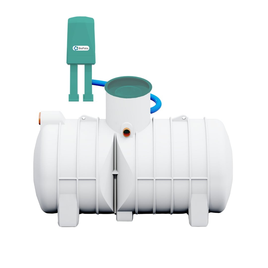 Przydomowa biologiczna oczyszczalnia WATERFLOW wersja z szafką i tłumikiem.