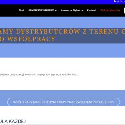 Dariusz Tomczyk - Strona internetowa firmy DC Discover Compressor z zaproszeniem do współpracy dla dystrybutorów z Polski. Widoczne menu, logo i dane kontaktowe.