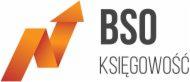 Logo firmy BSO Księgowość z pomarańczową strzałką skierowaną ku górze, symbolizującą wzrost.