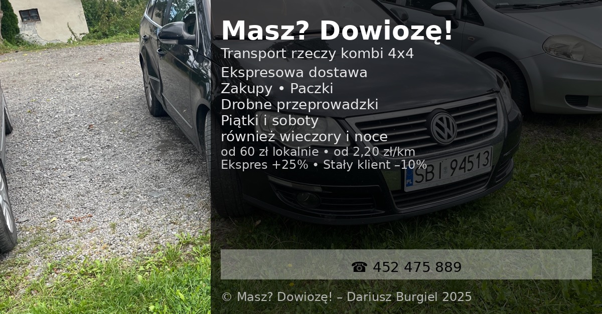 Godzina i dzień tygodnia może ulec zmianie w zależności od ilości zleceń i dostępności kierowcy