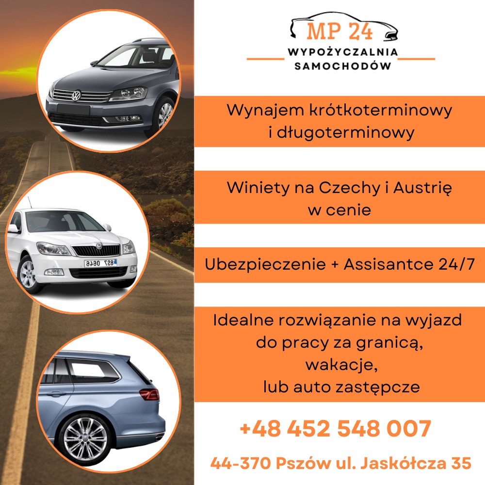 Oferta wypożyczalni samochodów: wynajem krótko- i długoterminowy, winiety na Czechy i Austrię, ubezpieczenie, auto zastępcze. Kontakt i adres w Pszowie.