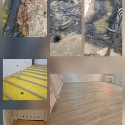 Remont podłogi Świetlicy Wiejskiej. Podłoga była zgnita,przemoknięta.