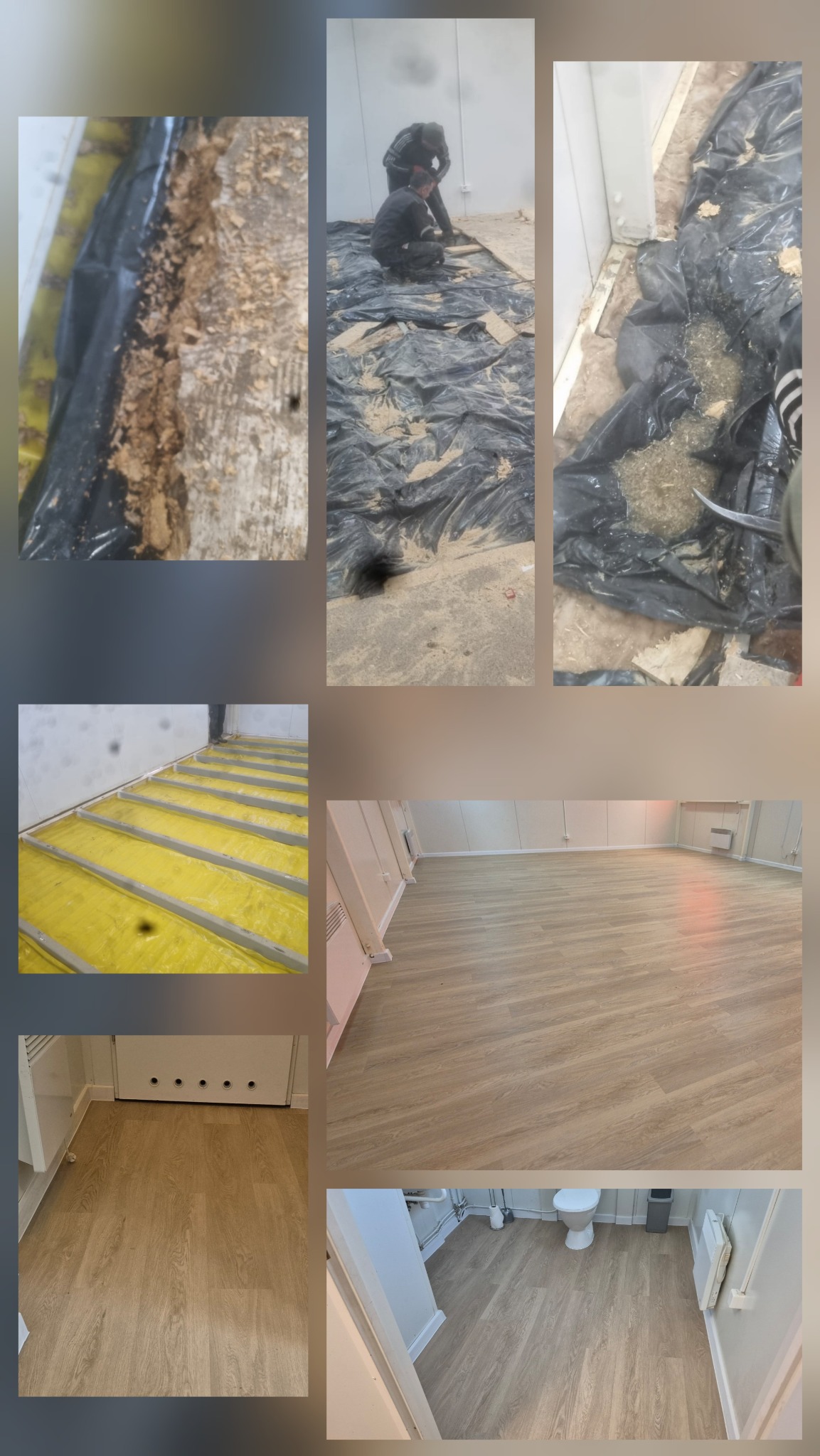 Remont podłogi Świetlicy Wiejskiej. Podłoga była zgnita,przemoknięta.