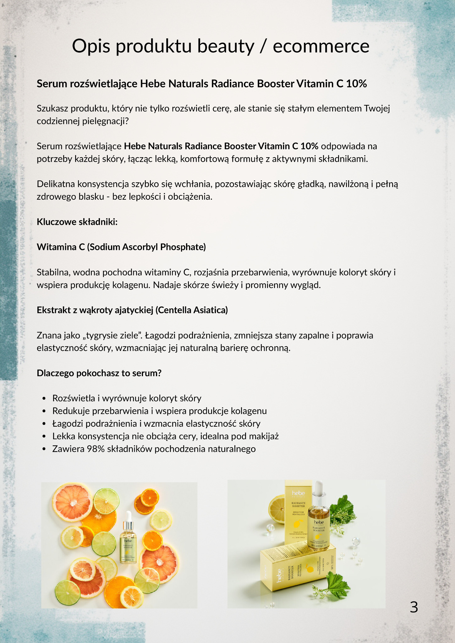 Opis produktu beauty / ecommerce