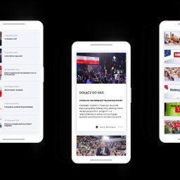 VV VIRTUAL VISION WITOLD ROSIŃSKI - Responsywna strona Platformy Obywatelskiej na smartfonach: ikony social media, aktualności, wezwanie do wsparcia, informacje o kandydacie Trzaskowskim na prezydenta.