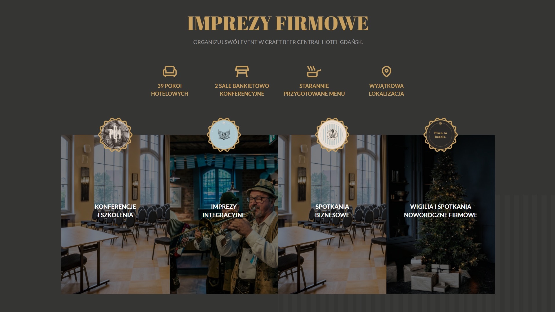 Imprezy firmowe w Gdyni: konferencje, spotkania biznesowe, wigilie firmowe i imprezy integracyjne. Oferta organizacji eventów w hotelu z salami bankietowymi.