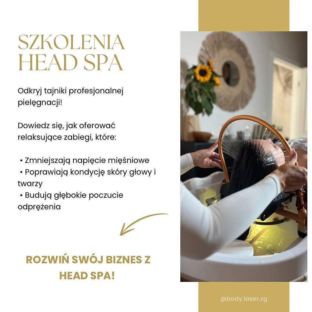 Szkolenie Head Spa: relaksujący zabieg na głowę z użyciem specjalistycznego sprzętu. Osoba poddawana zabiegowi w salonie kosmetycznym.