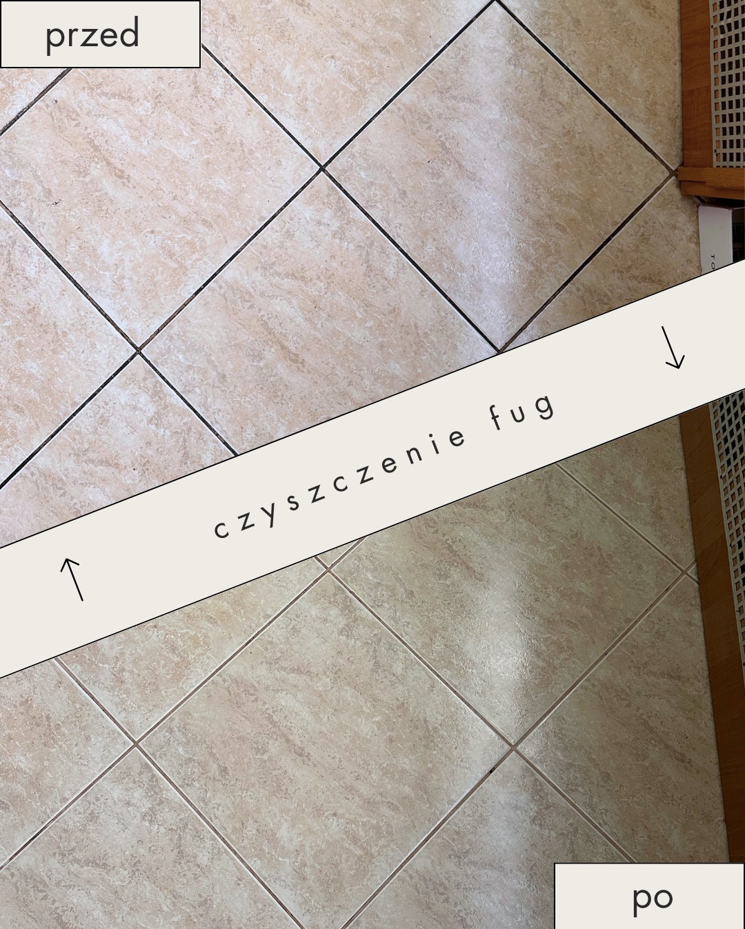 przed po czyszczenie fug