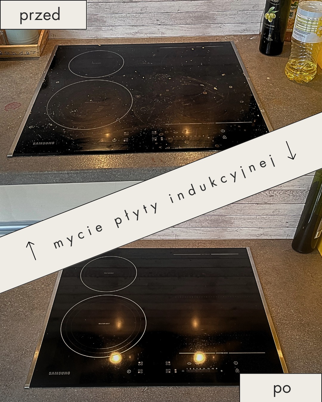 przed po mycie płyty indukcyjnej