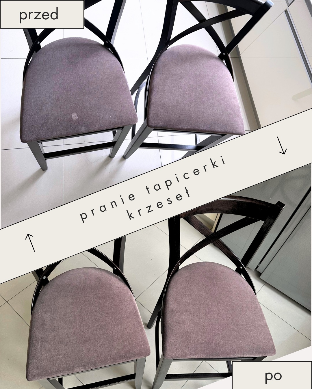 przed po pranie tapicerki meblowej