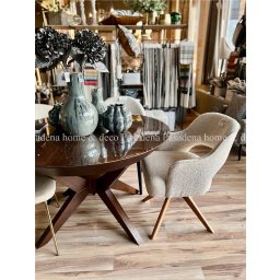 Pasadena home & deco - Stół okrągły rozkładany Demi 120-210 cm lub 130-230 cm, krześło Isabell do wyboru tkanina i kolor nóg.