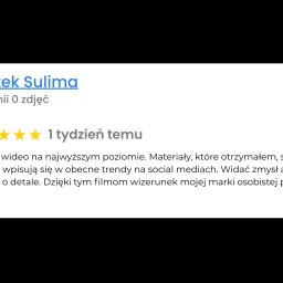 Paweł Kwiatek - Opinia klienta Wojtka Sulimy o montażu wideo: 'Materiały dynamiczne, idealnie wpisują się w trendy social mediów. Widać zmysł artystyczny i dbałość o detale.'