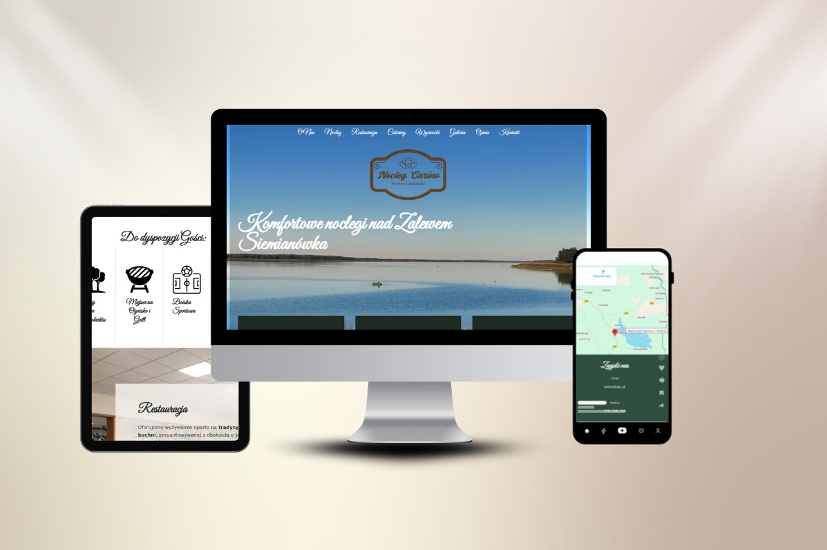 Strona typu one-page wizytówka dla obiektu noclegowego