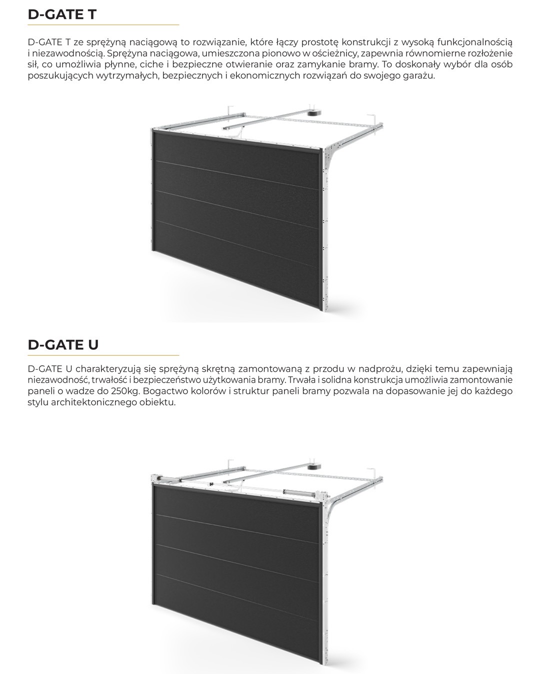 Szara brama garażowa segmentowa z widocznym mechanizmem podnoszenia, prezentowana na białym tle. Minimalistyczny design, solidna konstrukcja.