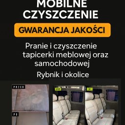 ZICHER Michał Zaremba - Mobilne czyszczenie tapicerki meblowej i samochodowej z gwarancją jakości. Zdjęcia 'przed' i 'po' prania kanapy i foteli w busie. Rybnik i okolice.