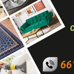 ZICHER Michał Zaremba - Kolaż: wnętrze auta, dywan, sofa, reflektor, czyszczenie tapicerki, hasło 'Czyszczenie to nasza pasja' i numer telefonu. Usługi czyszczenia.