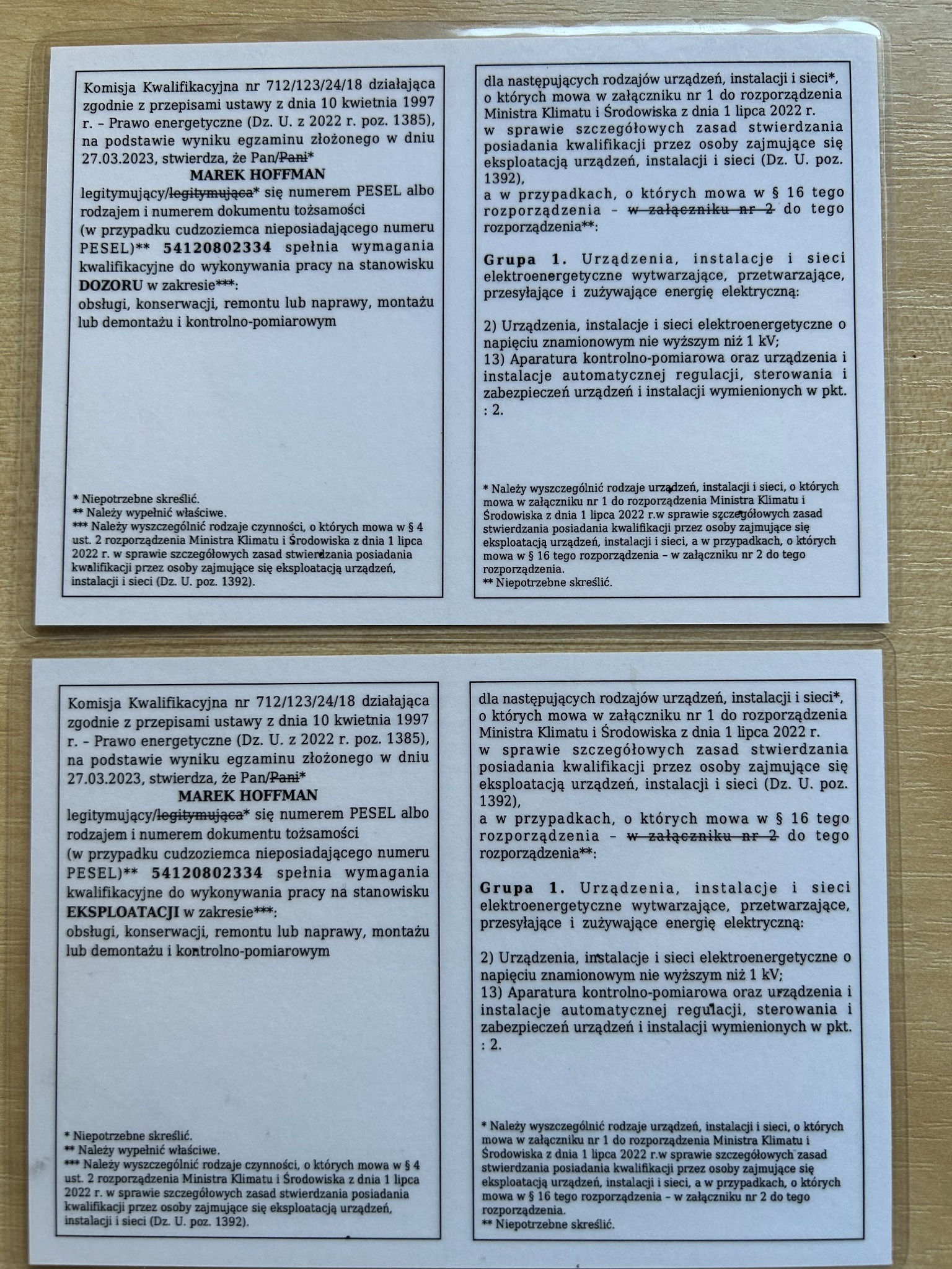 świadectwa kwalifikacyjne SEP